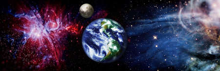 Planet Earth seen from space, planets, stars and galaxies in outer space showing the beauty of space...