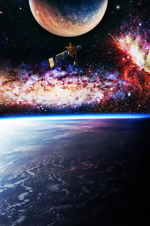 High definition star field background. Starry outer space background texture. Colorful Starry Night Sky Outer Space background.の写真素材