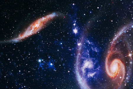 Incredibly beautiful galaxy in outer space. Nebula night starry sky in rainbow colors. Multicolor outer space. Elements of this image furnished by NASA.の写真素材