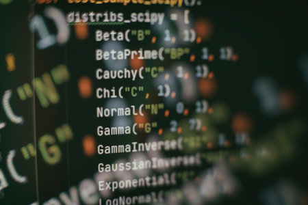 SEO optimization. Modern tech. PHP syntax highlighted. Writing programming functions on laptop. Big...