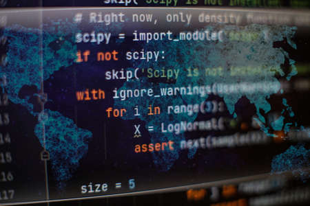 Server logs analysis. Closeup developing programming and coding technologies. Developer working on...