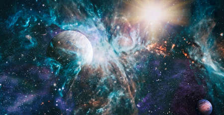 Galaxy with stars, nebulae and a gas congestion.