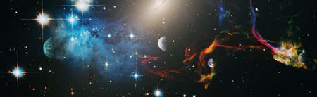 abstract background with night sky and stars. Panorama view universe space shot of milky way galaxy...