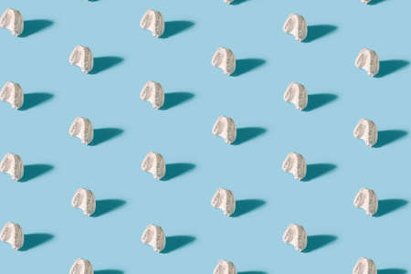 Minimal concept.Trendy braces pattern made with various braces on bright light blue background.の写真素材