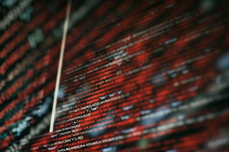 Abstract information technology background. Modern technologies screen concept. Macro shot of...