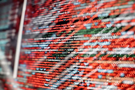 Server logs analysis. Closeup developing programming and coding technologies. Developer working on...