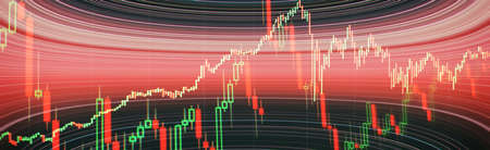 Trading graph and candlestick chart suitable for financial investment concept. Economy trends background for business ideaの写真素材