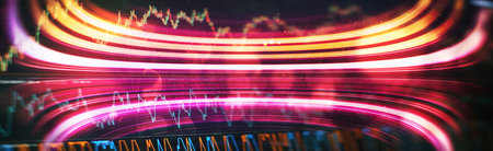 Trading graph and candlestick chart suitable for financial investment concept. Economy trends...