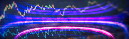 Trading graph and candlestick chart suitable for financial investment concept. Economy trends background for business ideaの写真素材