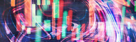 forex trading graph and candlestick chart suitable for financial investment concept. Economy trends background for business idea and all art work design. Abstract finance background.の写真素材