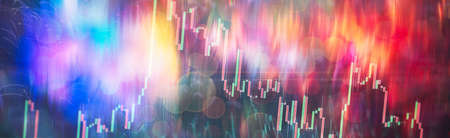 Stock market trading charts in the forex market, trends in the economy and tradeの写真素材