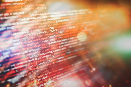 Software developer programming code. Abstract computer script code.