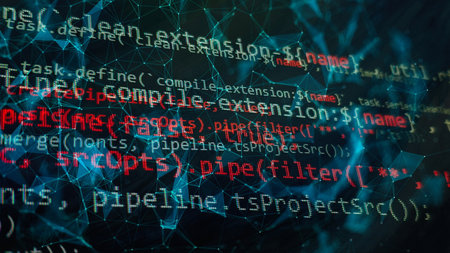 Abstract information technology background. Modern technologies screen concept. Macro shot of...