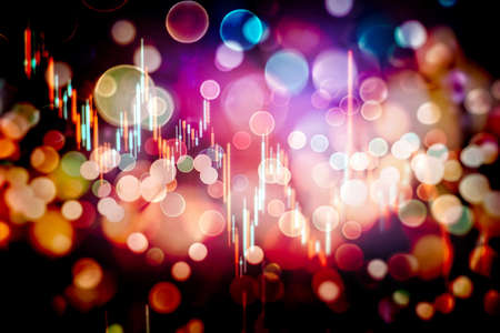 Charts of financial instruments with various type of indicators including volume analysis for professional technical analysis on the monitor of a computer.の写真素材