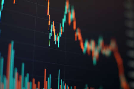 Business success and growth concept. Stock market business graph chart on digital screen. Forex...