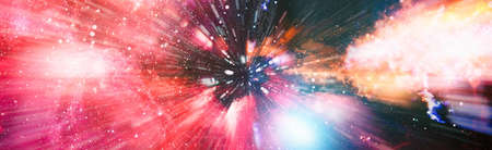 Panorama view warp space, Abstract of warp or hyperspace motion star trail.