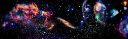 Space dark background with fragment of our galaxy. Universe filled with stars, nebula and galaxyの写真素材
