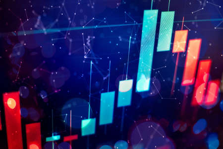Bar graphs, Diagrams, financial figures. Forex chart. Concept of stock market and fintech.Futuristic...