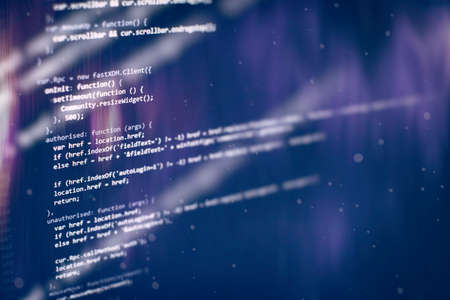 Abstract computer script code. Programming code screen of software developer. Software Programming...