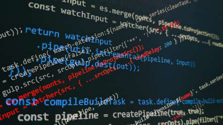 Computer script. Software background. Source code photo. Website programming code. Programmer...