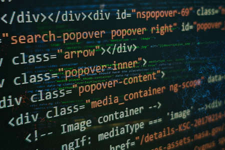 Project managers work new idea. WWW software development. Mobile app developer. Innovative startup project. Website programming code. IT business.の写真素材