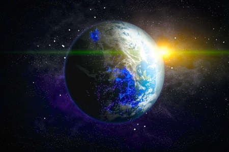 Global world network and telecommunication on earth, Technology for internet business.の写真素材