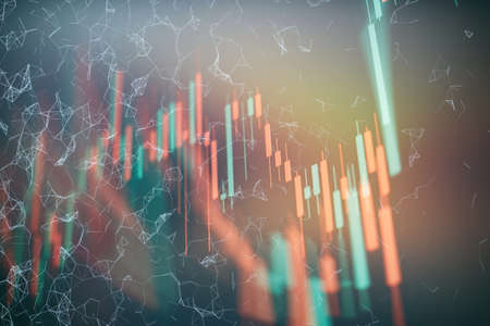 Business graph background on a monitor which including of Market Analyze. Bar graphs, Diagrams, financial figures. Forex chart.の写真素材