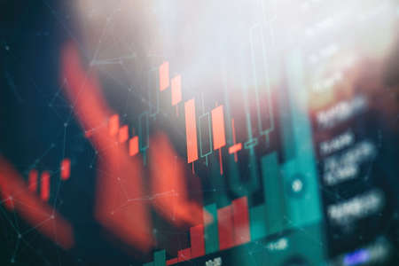 Business graph background on a monitor which including of Market Analyze. Bar graphs, Diagrams,...