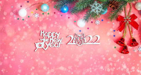 Merry christmas card. Winter holiday theme. Happy New Year. Space for text