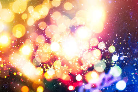 Abstract light celebration. Holiday Christmas glowing color lights with sparkles, blurred bright...