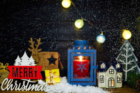 Merry Christmas and Happy Holidays greeting card, frame, banner.の写真素材
