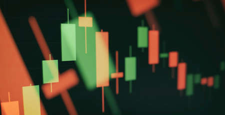 Analyzing investment statistics and indicators on dashboard for trading products.の写真素材