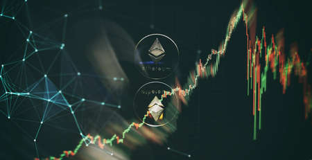 data on a monitor which including of Market Analyze. Bar graphs, Diagrams, financial figures. Forex chart.の写真素材