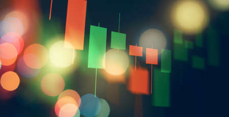 Analyzing investment statistics and indicators on dashboard for trading products.の写真素材