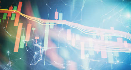 analyzing financial statistics and analyzing a market data. Data analyzing from charts and graph to find out the result.の写真素材