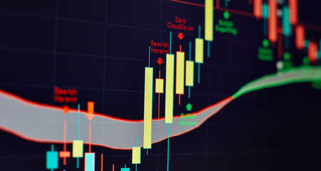 Business success and growth concept. Stock market business graph chart on digital screen. Forex...