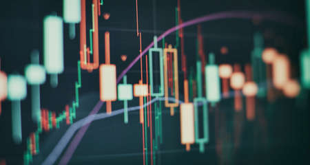 Stock market or forex trading graph and candlestick chart suitable for financial investment concept.