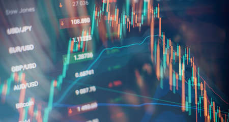 Abstract glowing forex chart interface wallpaper. Investment, trade, stock, finance and analysis...