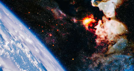 earth and galaxy.の写真素材