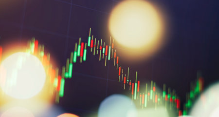 Abstract graphic consisting of blurred points , graph and chart . information concept.の写真素材