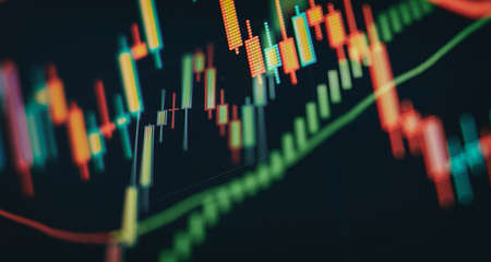 market analyze. Bar graphs, Diagrams, financial figures. Abstract glowing forex chart interface...