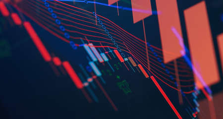 Business graph and stock financial indicator. Stock or business market analysis concept.の写真素材