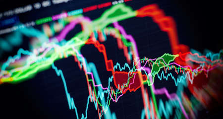 Economic graph with diagrams on the stock market, for business and financial concepts