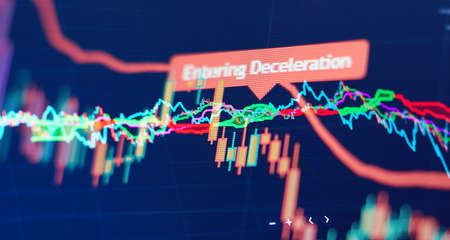 Economic graph with diagrams on the stock market, for business and financial conceptsの写真素材