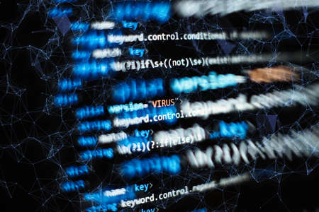 Programming code screen of software developer. Software Programming Work Time.の写真素材