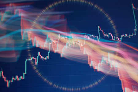 Financial graphs on the computer screen , Stock market graph on led screen. Finance and investment...