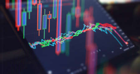 Charts of financial instruments for technical analysis. Data analyzing in forex market trading: the charts and summary info for forexmaking trading.の写真素材