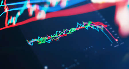 Charts of financial instruments for technical analysis. Data analyzing in forex market trading: the charts and summary info for forexmaking trading.の写真素材