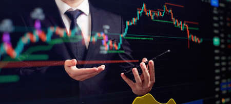 Business global internet connection application technology and digital marketing, Financial and bankingの写真素材