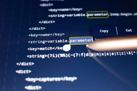 Software developer programming code. abstract computer script code. Code text written and created...